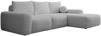 Selsey 'Carnos' Ecksofa mit Schlaffunktion, Ballkissen, Chenillebezug, Grau, rechtsseitig