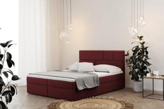 Boxspringbett Schlafzimmerbett CALVIN 160x220cm in Stoff Matt Velvet Weinrot