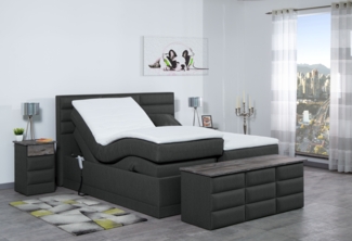 Meisterbetten Boxspringbett Pino 120x200 in WT-Anthracite, Matratzenbezug Nano, Ergoflex-Topper