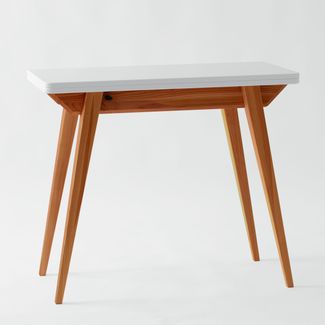 Ragaba Tischkonsole, MDF & Massives Eschenholz, 90 x 45 x 76 cm, Weiß, Eichenbeize