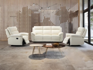 Vente-unique - Relaxgarnitur 3+2+1 - Büffelleder - Elfenbein - PAKITA