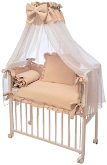 Vielseitiges 3in1 Beistellbett mit Musselin-Bettwäsche in Beige