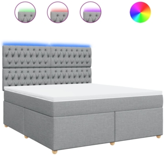 vidaXL Boxspringbett mit Matratze Hellgrau 180x200 cm Stoff 3293666