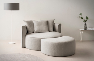 LeGer Home by Lena Gercke XXL-Sessel ISALIE, Rundsessel mit Hocker, Lesesessel, Loveseat, Big-Sessel (Set), trendige Stoffe, 3 Zierkissen, große Sitzfläche, Cord, Samt, Bouclé