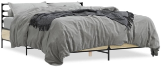 vidaXL Bettgestell Sonoma-Eiche 160x200 cm Holzwerkstoff und Metall 3280053