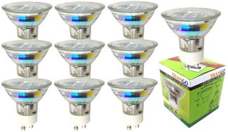 TRANGO LED-Leuchtmittel, 10er Pack GU1015-10 - 5 Watt - 3000K warmweiß zum Austausch GU10 & MR16 Halogen Leuchtmittel, 10 St, warmweiß, 10 St, für Einbauleuchte, Deckenstrahler, Einbaustrahler, Deckenleuchte, Spot