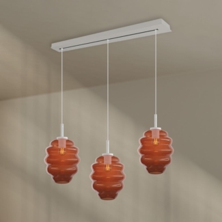 s.luce Echos Esszimmer-Hängeleuchte 3-flammig 120cm Ø 25cm Braun, Weiß