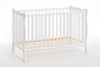 Domando Babybett Montescudaio Modern Breite 65cm, eine Seite demontierbar, herausnehmbare Streben, höhenverstellbarer Lattenrost in Weiß Matt