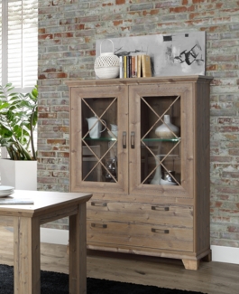 Vitrine Vitrinenschrank Glasvitrine Bramberg Fichte 120cm