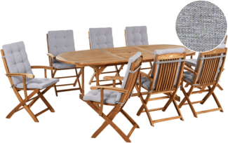 Gartenmöbel Set 8-Sitzer MAUI PREMIUM Akazienholz Grau meliert
