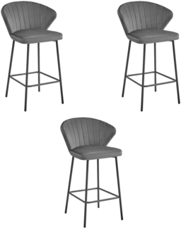 Valora GATTA Hocker, dunkelgrauer Samt, schwarze Beine (3 Stück)