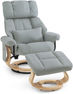 M MCombo Relaxsessel mit Hocker, 360° Drehbarer Fernsehsessel mit Liegefunktion, bis 120 Kg Belastbarer TV-Sessel, Moderner Ruhesessel für Wohnzimmer, 9066 (Hellgrau, Mikrofaser)