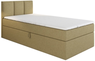 A&J MöbelLand GmbH Boxspringbett Einzelbett NASI mit Bettkasten, Topper und gepolstertem Kopfteil. (Boxspringbett mit Bettkasten und gepolstertem Kopfteil. Inclusive Topper !, TOP ANGEBOT), Länge 208 cm Höhe 106 cm