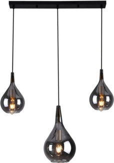 näve Pendelleuchte Gota, ohne Leuchtmittel, 3er je 1 x E27, Rauchglas (2 kleine Gläser/1 größeres Glas), H: 150cm