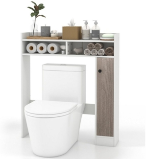 COSTWAY Badregal Toilettenschrank, Holz, mit verstellbaren Regal