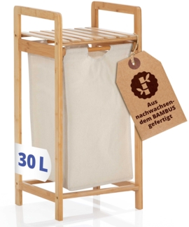 LUMALAND Bambus Wäschekorb mit ausziehbarem Wäschesack - 33 x 33 x 73 cm - Beige