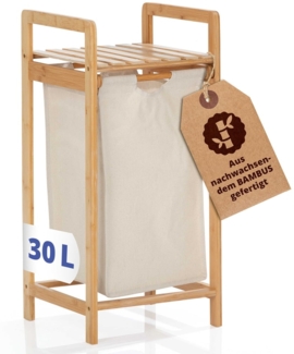 Lumaland Wäschekorb Bambus 33x33x73cm beige holzfarben/beige Wäschesack ausziehbar