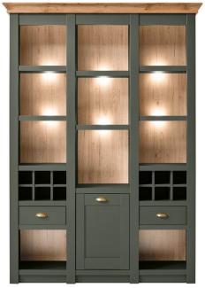 Furn. Design Buffet Norwich (Buffetschrank in dunklem grün mit Wotan Eiche, 147x207 cm) Landhausstil