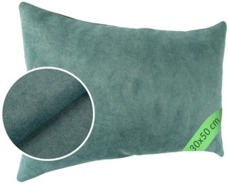 Kisska Dekokissen Kissenhülle MAGIC atmungsaktiv Velour Zierkissen Ambiente Dekorieren, Kissenüberzug ohne Füllung Meliert-Optik UNI 50x30 cm Einfarbig Türkis