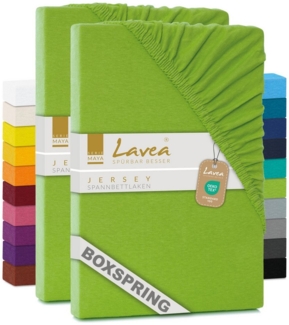 Lavea Spannbettlaken Maya, in Gr. 60x140, 90x200, 120x200, 140x200, 180x200 oder 200x220 cm, Baumwolle, Gummizug: rundum, (2 Stück), Jersey Spannbetttuch für Topper, Boxspring- und Wasserbetten