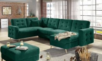 Wohnlandschaft Asgard U Dunkelgrün – Sofa mit Bettkasten
