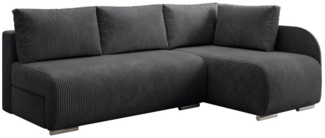 PROMETO Möbel Ecksofa Sofa mit Schlaffunktion, L-Form Links/Rechts, Cord-Stoff, Klein