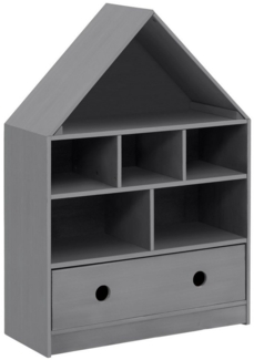 loft24 Regal Allie, Bücherregal in Hausoptik aus Kiefer mit Schublade, Landhausstil