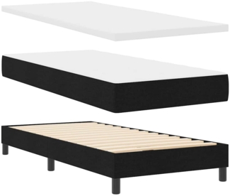 vidaXL Boxspringbett mit Matratze Schwarz 90 x 200 cm Stoff 3342256