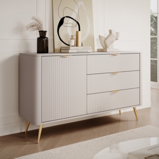 AX LIVING Modern Schubladen Sideboard Vespasia 138 D3S – 138,2cm Beige