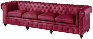 Sofa 4-Sitzer Echtleder 274x82x75 rot CHESTERFIELD #404