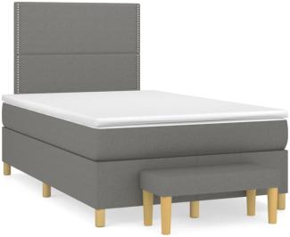 vidaXL Boxspringbett mit Matratze Dunkelgrau 120x190 cm Stoff 3270398