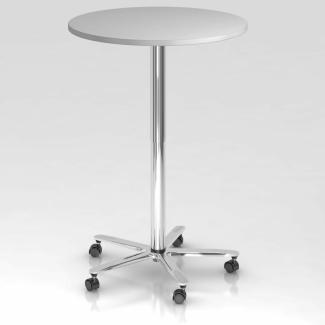 Säulenhubtisch rund, 80cm, Grau / Chrom