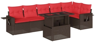 vidaXL 7-teiliges Gartensofa-Set mit Kissen, braun, Polyrattan 3267924