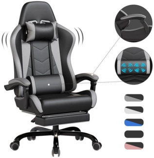HOMALL Gaming-Stuhl Massage Gaming Stuhl mit Fußstütze 90-135° Rückenlehne einstellbar (Bürostuhl Ergonomisch,Verstellbarem Lenden- & Kopfkissen,mit Fußstütze)