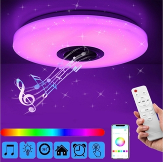 oyajia Deckenleuchte 36W Musik LED Deckenleuchte mit Bluetooth Lautsprecher, RGB Lamp 40cm, RGB