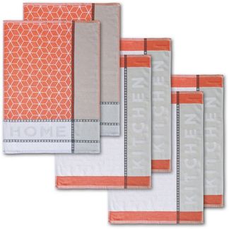 Dyckhoff Geschirrtuch HOME / KITCHEN, Maße je Tuch ca. 50x70 cm, (Set, 6-tlg), mit zwei verschiedenen Motiven