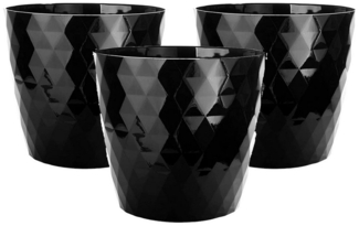 Centi Pflanzkübel Moderner Blumentopf schwarz mit Abzugsloch 3er-Set (3er-Set)