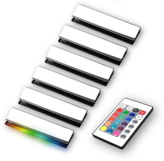 kalb LED Glaskantenbeleuchtung LED RGB Glaskantenbeleuchtung Vitrinenbeleuchtung Clip Glas, 6er Set