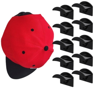 Refttenw Garderobenhaken 10er Set Cap Halterung Wand, Huthake Selbstklebende Hut-Organizer (Set), Wandmontage Huthaken, Kein Bohren erforderlich