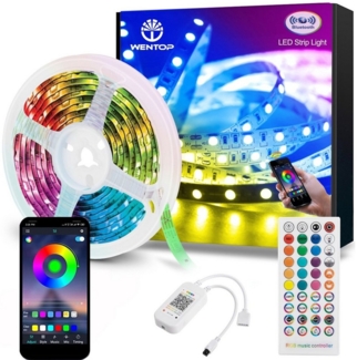 Daskoo LED Stripe LED Streifen 10M/15M/20M/30M RGB Lichterkette Bluetooth Strip Band, mit Musikmodus, RGB Farbwechsel dimmbar, Licht-Leiste