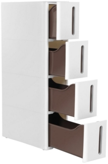 Songmics 'Vasagle' Kunststoffregal mit 4 Ebenen, platzsparend, weiß/braun, 45 x 17 x 84 cm