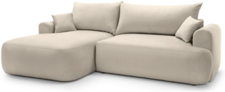 Selsey 'Ovo' Ecksofa mit Schlaffunktion, Stauraum und Samtbezug, hellbeige, links, 93 x 260 x 165 cm
