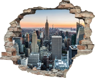 queence Wandtattoo New York (1 St), Wandsticker, Wandbild, selbstklebend, 3D, Wanddurchbruch