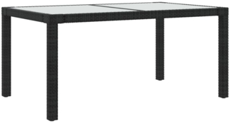 vidaXL Gartentisch 150x90x75 cm Gehärtetes Glas Poly Rattan Schwarz 316705