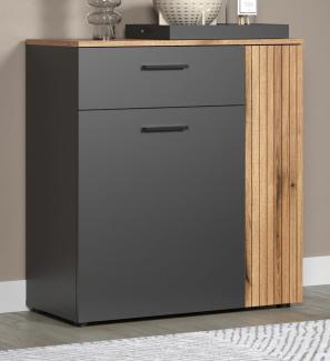 Furn. Design Kommode Avila (Sideboard in grau mit Evoke Eiche, 80 x 86 cm), mit Staboptik