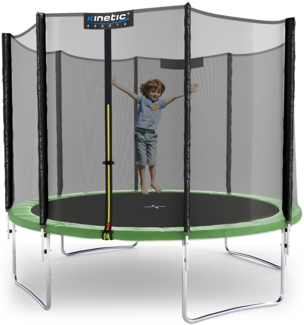 KINETIC SPORTS Trampolin Outdoor SALTO - Kindertrampolin Gartentrampolin Set mit Leiter, Netz, Randpolster, USA Sprungtuch, bis zu 160kg, Grün-4, Ø 305 cm