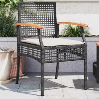 vidaXL Gartenstühle mit Kissen 2 Stk. Schwarz Poly Rattan Akazienholz 366247