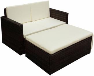 vidaXL 2-tlg. Garten-Lounge-Set mit Auflagen Poly Rattan Braun 42733