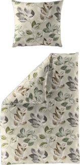 Bettwäsche Bierbaum Biber 4136-80 Blätter natur beige grün 135x200