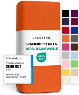 Jacobson Spannbettlaken aus 100% Baumwolle, Jersey Bettlaken 160 g/m², Spannbetttuch mit Gummizug, OEKO-TEX®, pflegeleicht, viele Farben